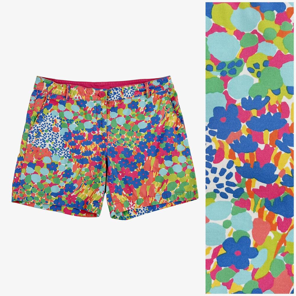 Talbots Weekend Shorts Women 8P Multicolor Floral Cotton Stretch Chino Colorful